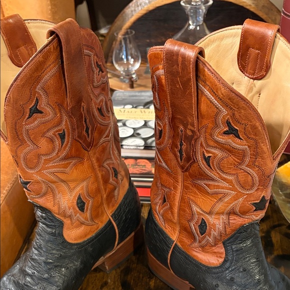 Corral Ostrich Black and Tan Boots 11D - Picture 14 of 14